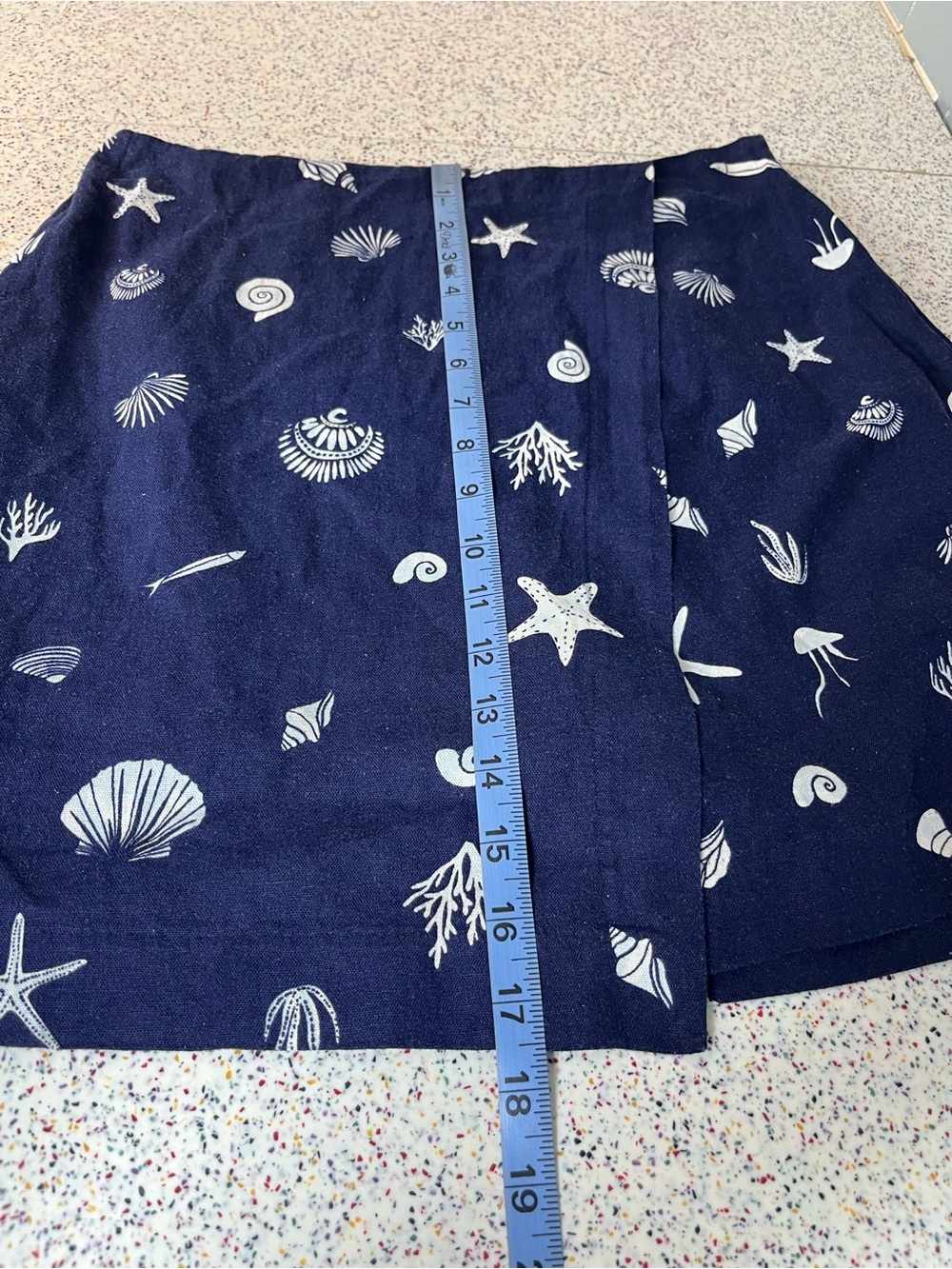 a new day Linen Blend Skort Navy Blue White Nautical Coastal Seashell Women’s 6 - Picture 6 of 7
